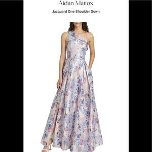 Aidan Mattox one shoulder ball gown violet multi. Size 6